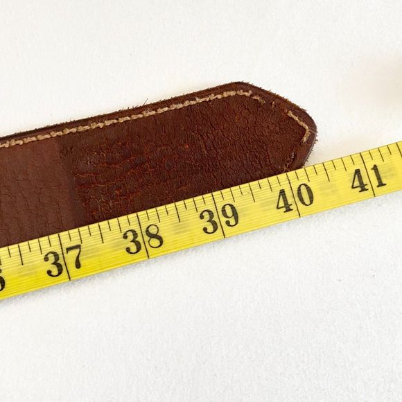 Lucky Brand Belt Mens 32 Medium Rugged Chestnut Brown Leather Contrast Stitch - Picture 13 of 15
